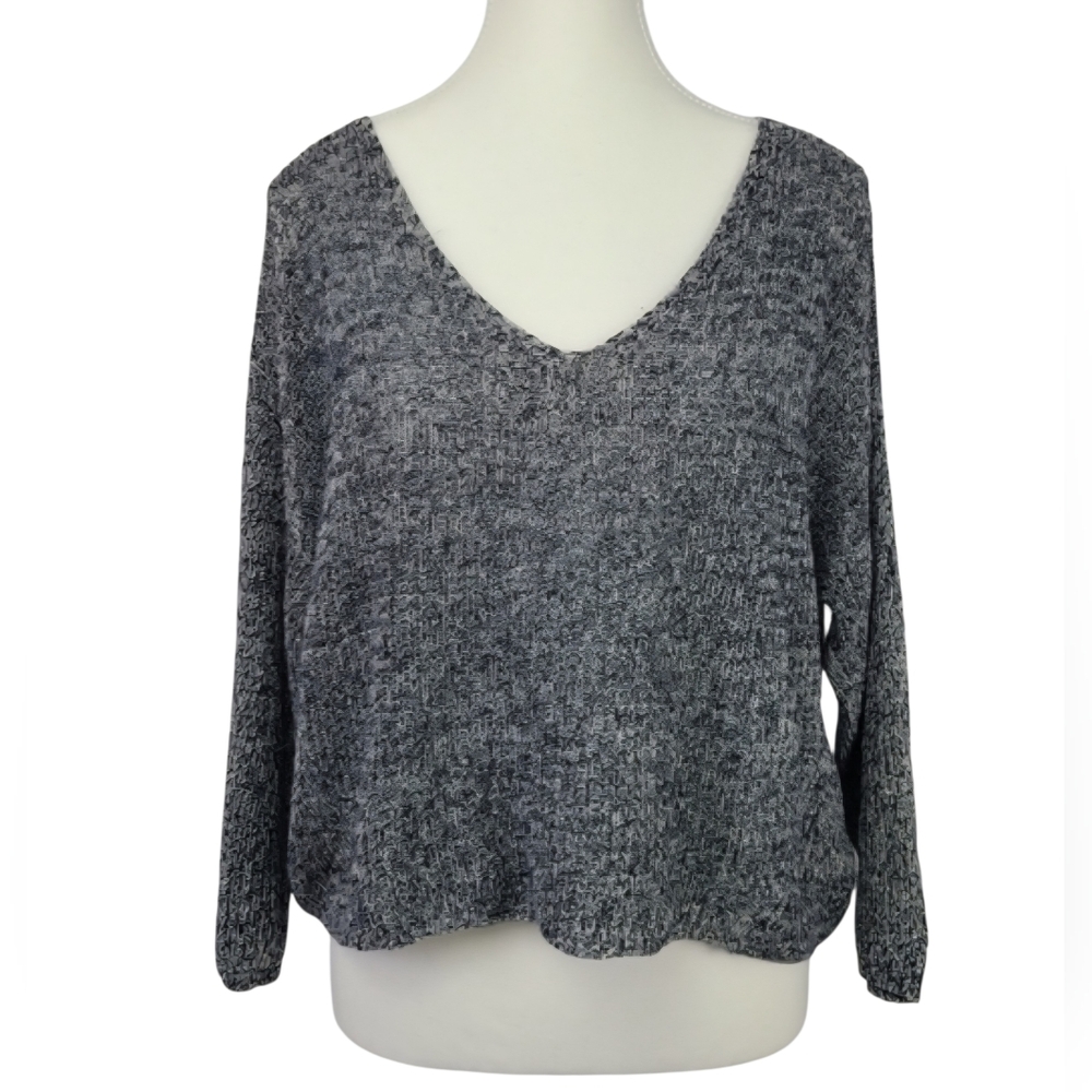 Babaton Aritzia Gray V-Neck Knit Linen Silk Blend Sweater Size M Coastal Casual